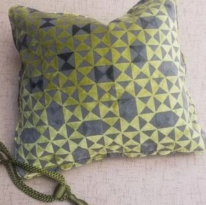 1 Custom cut velvet pillow cover Heavy fabrics Chartreuse green and gray